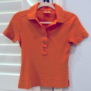 Tory Burch Orange Collared T-shirt, Size S